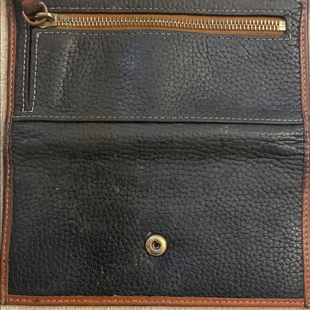 Dooney & Bourke Textured Black Wallet with Brown Trim - Picture 3 of 4